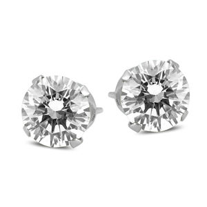1 Carat TW Round Solitaire Diamond Stud Earrings in 14K White Gold